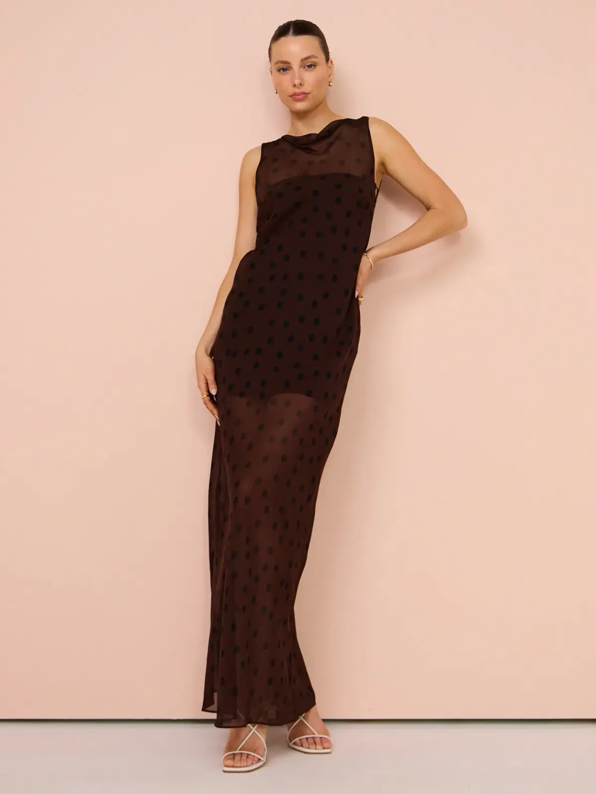 Bec & Bridge Turner Boatneck Maxi Dress Chocolate Size 10 - Image 1