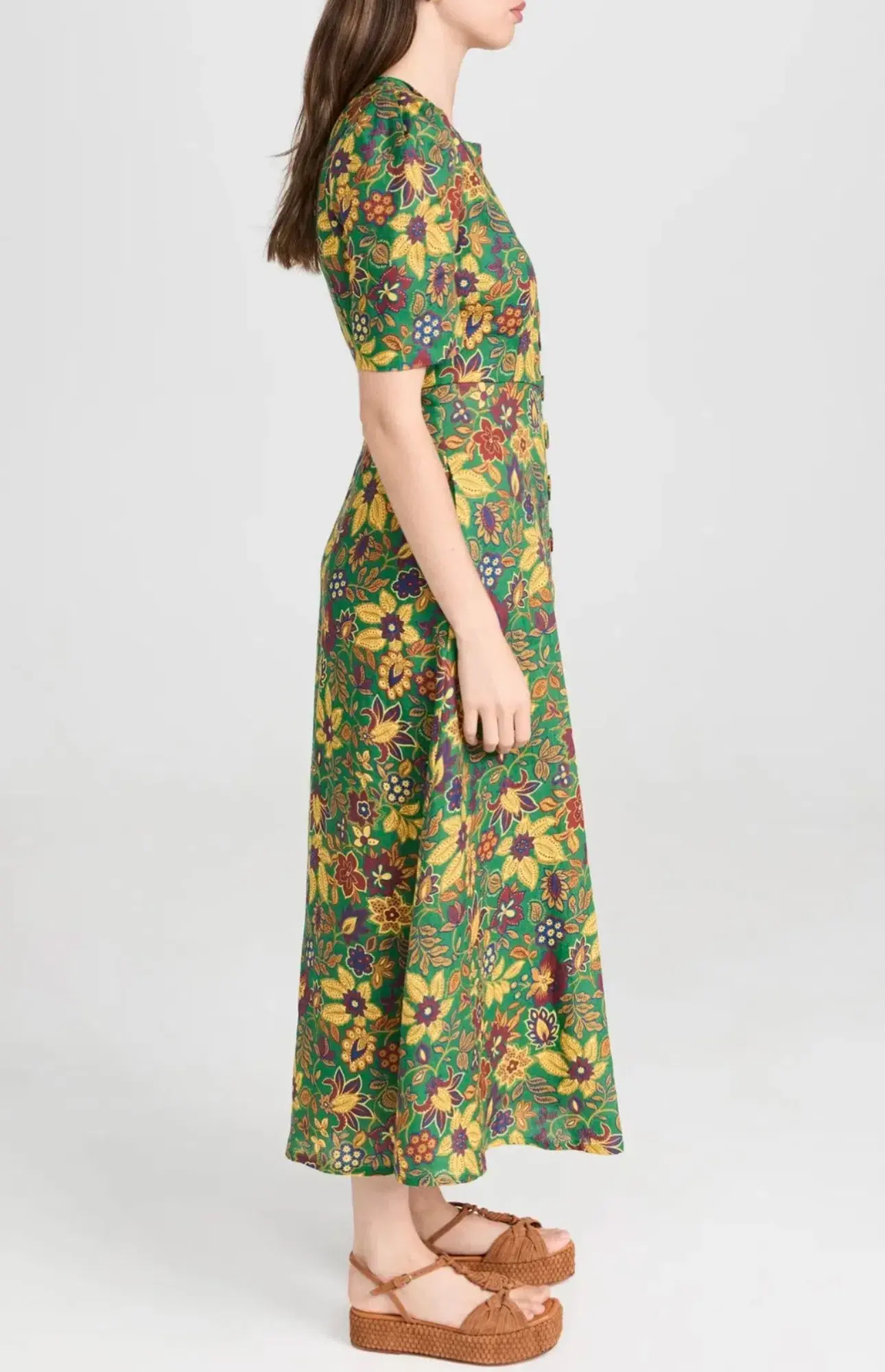 Alemais Isabella V Floral Midi Dress Green Size 8  - Image 4
