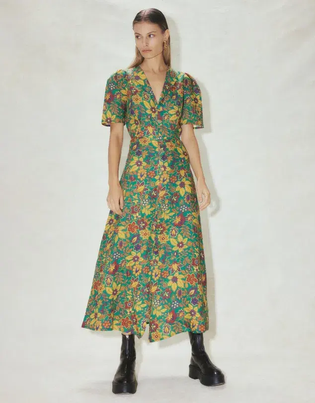 Alemais Isabella V Floral Midi Dress Green Size 8  - Image 3