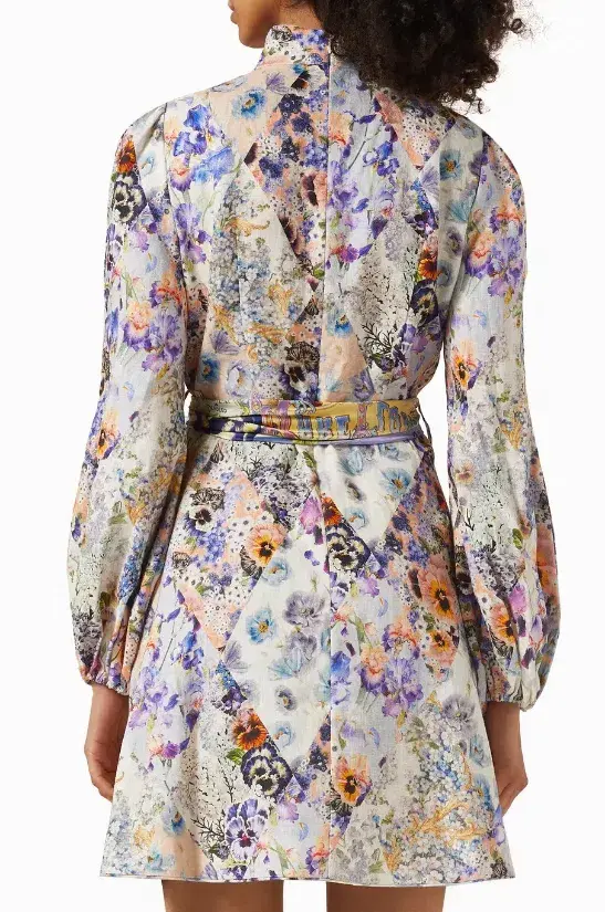 Zimmermann Tama Belted  Short Dress Floral Size 4 / AU 16 - Image 2