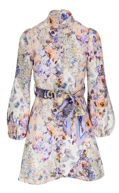 Zimmermann Tama Belted  Short Dress Floral Size 4 / AU 16 - Image 3