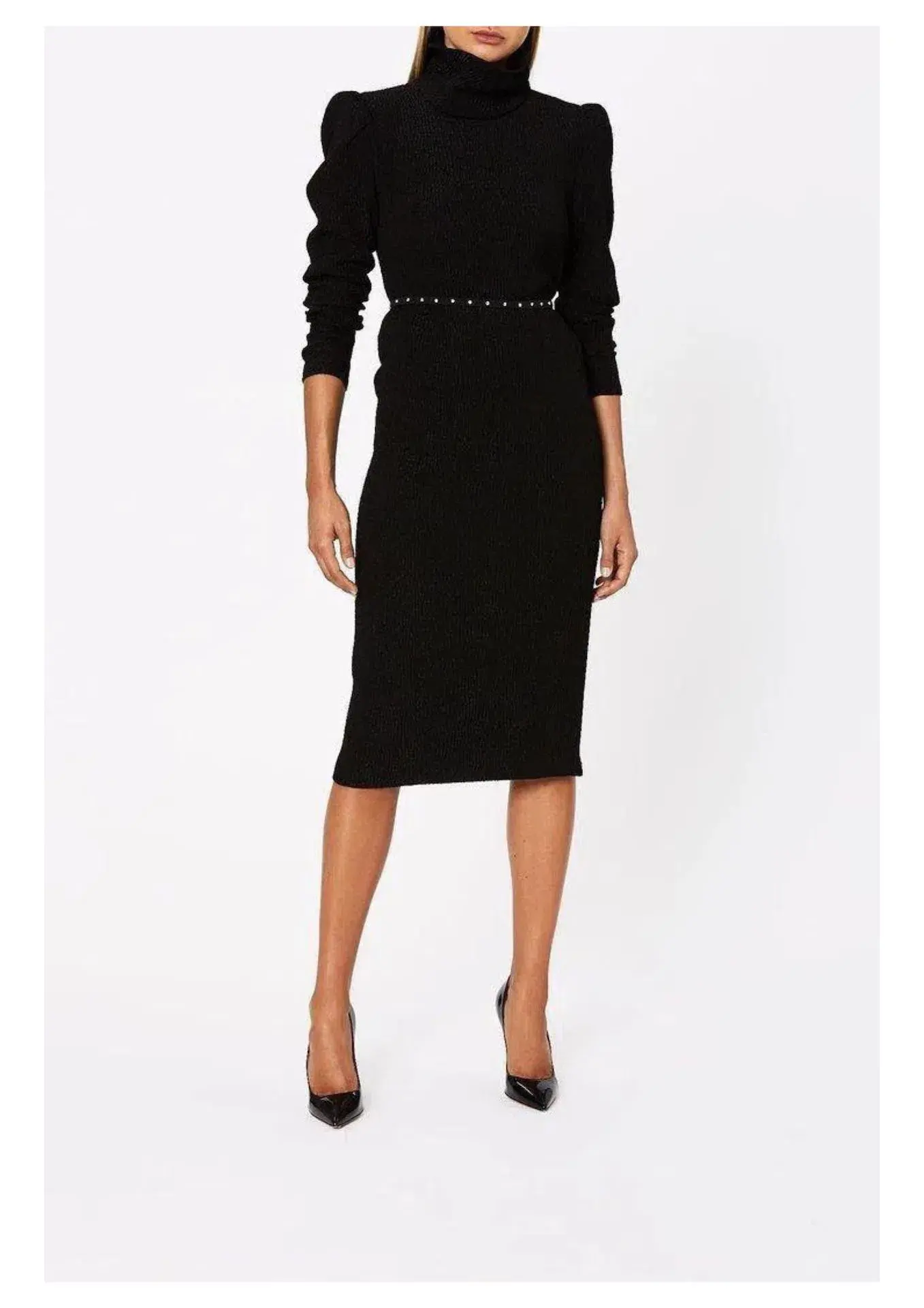 Scanlan Theodore Stretch Reptile Dress Black Size 6 - Image 1
