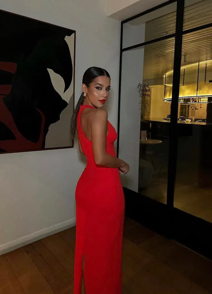 Effie Kats Eiza Gown in Cherry Red Size 6 for rent on The Volte - main image