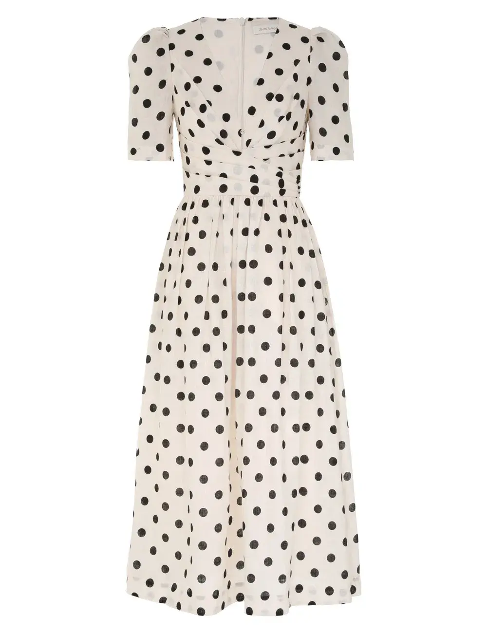 Zimmermann V Neck Midi Dress Cream/Black Dot Size 2 / AU 12 - Image 3