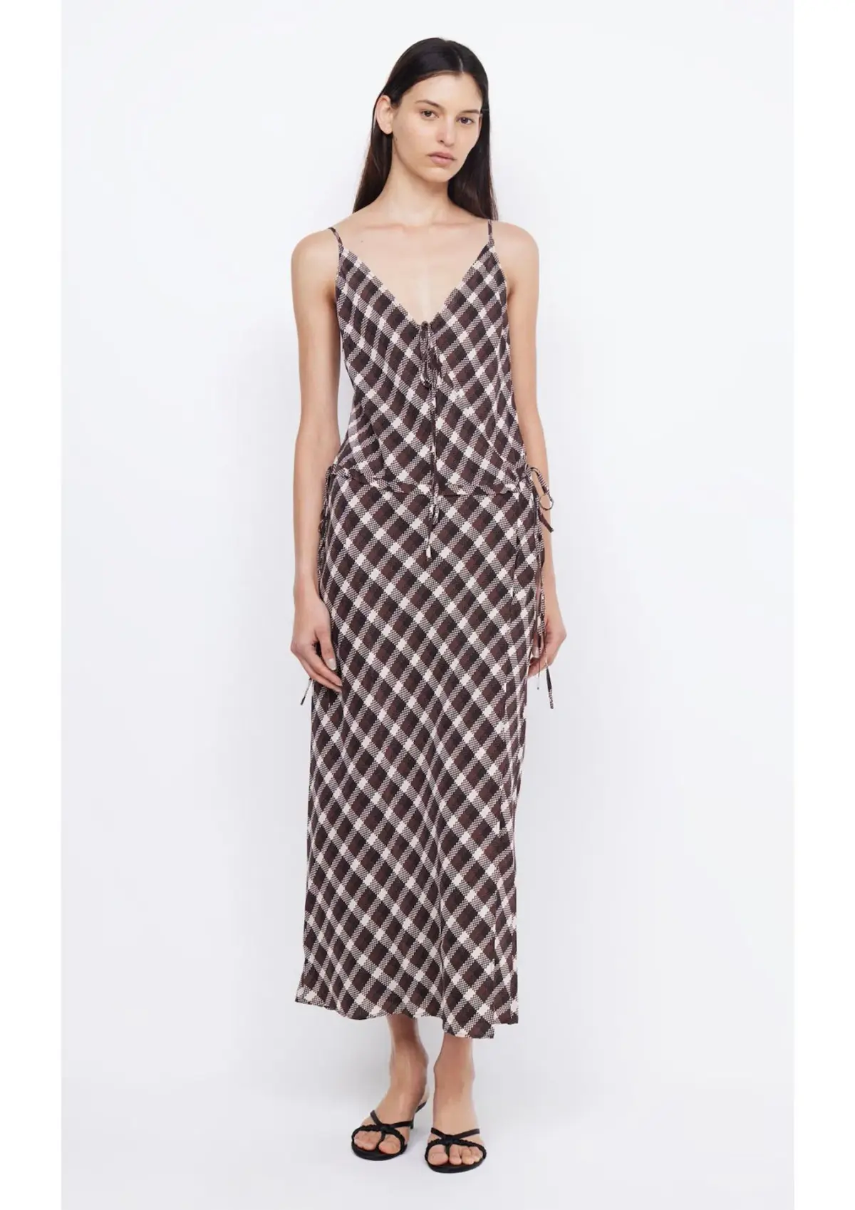 Bec & Bridge Chiara Wrap Maxi Dress Basket Weave Check Print Size 10 AU - Image 1