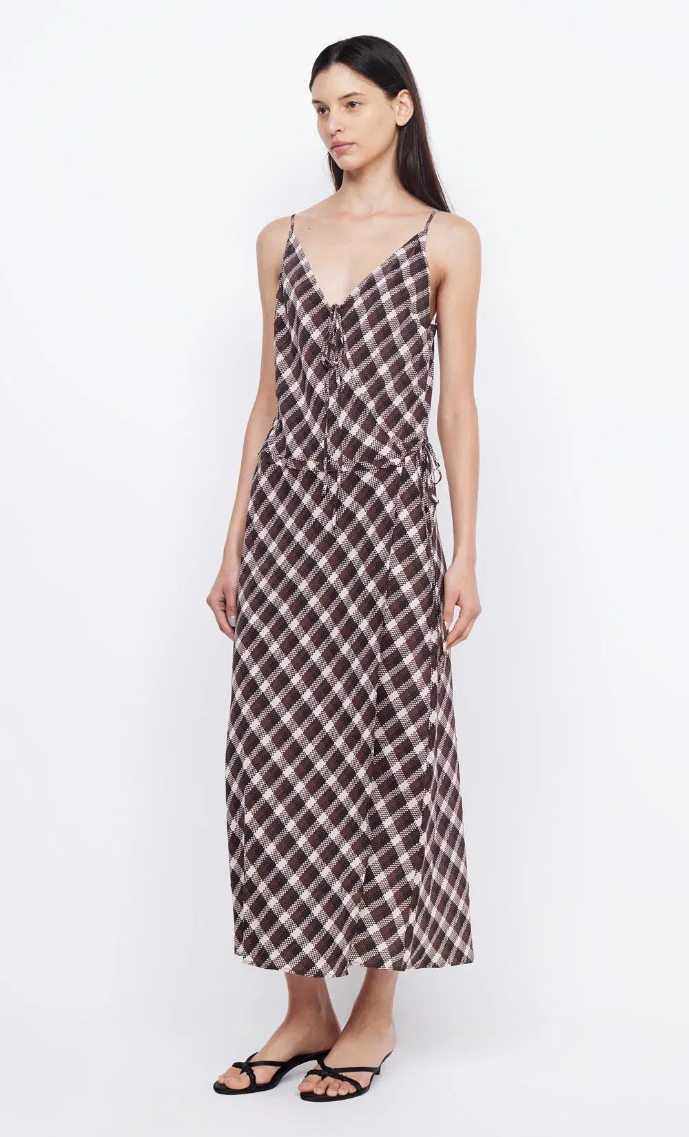 Bec & Bridge Chiara Wrap Maxi Dress Basket Weave Check Print Size 10 AU - Image 2