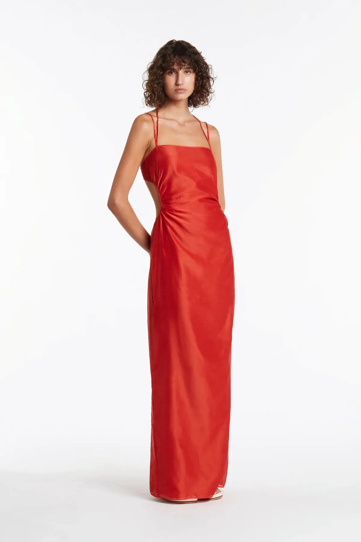 Sir The Label Lucelia Cut Out Midi Dress In Red Size 1 / AU 8 - Image 1