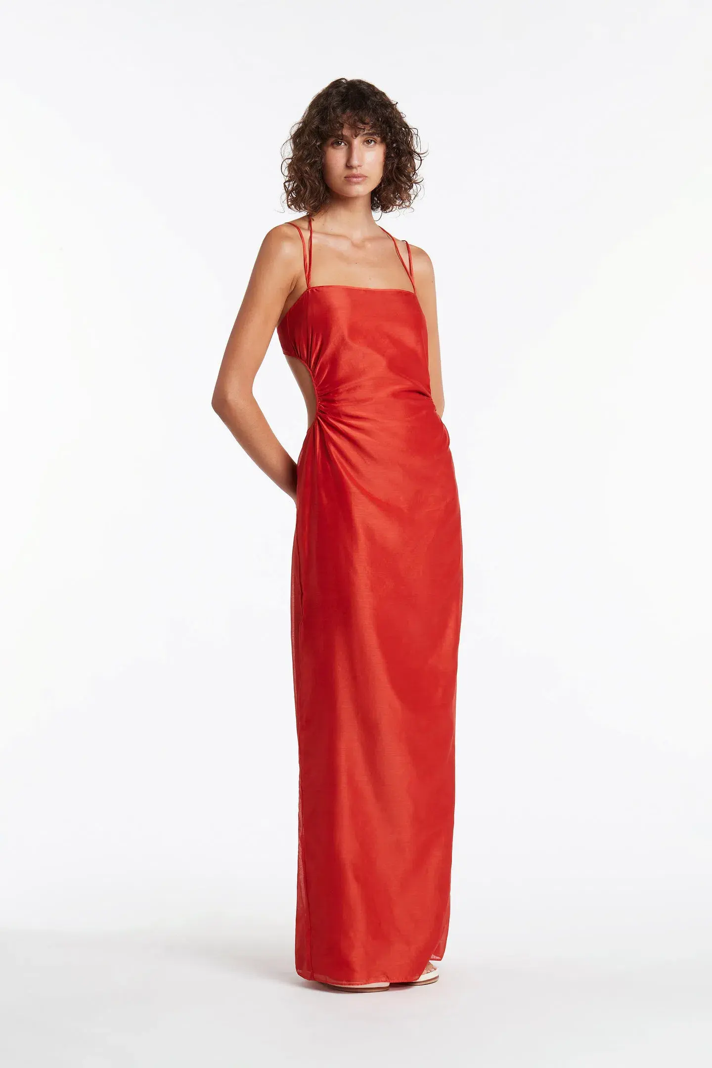 Sir The Label Lucelia Cut Out Midi Dress In Red Size 1 / AU 8 - Image 1