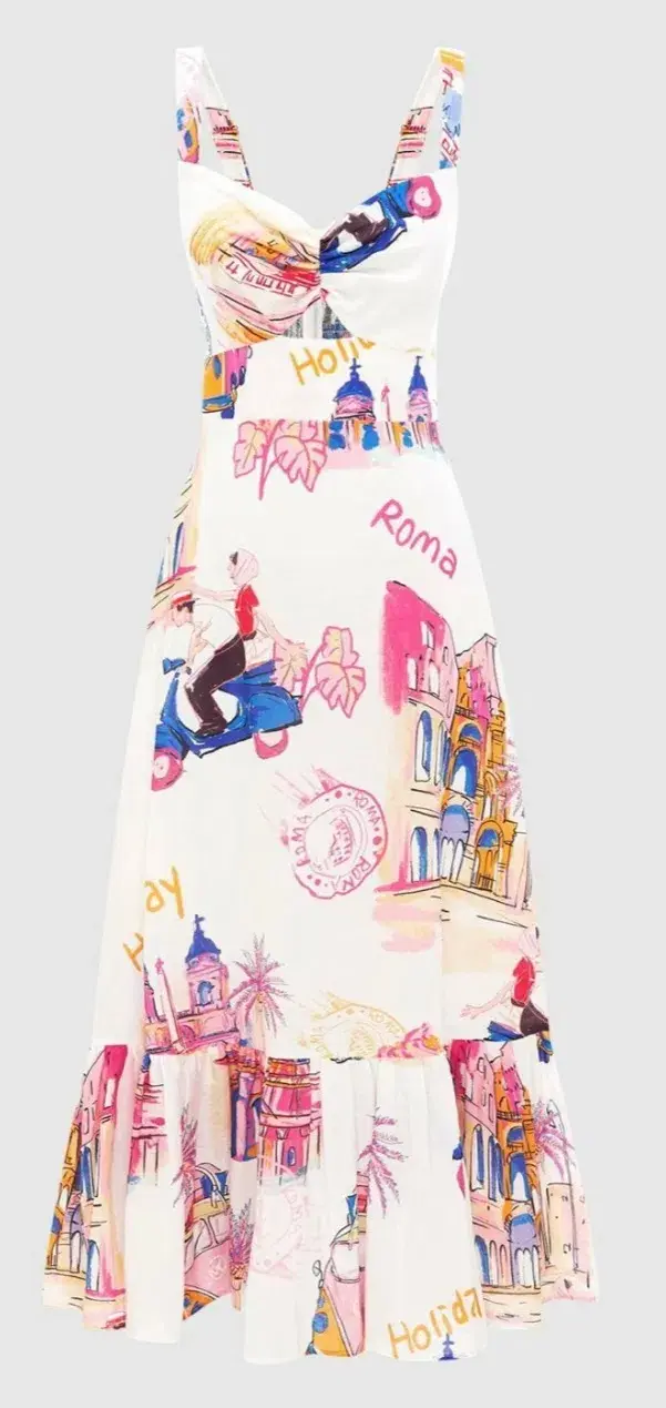 Leo Lin Lexi Ruched Bust Midi Dress in Fiesta Print Size 12 for rent on The Volte - main image