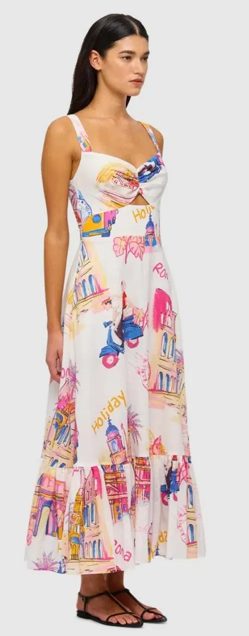 Leo Lin Lexi Ruched Bust Midi Dress in Fiesta Print Size 12 - Image 2