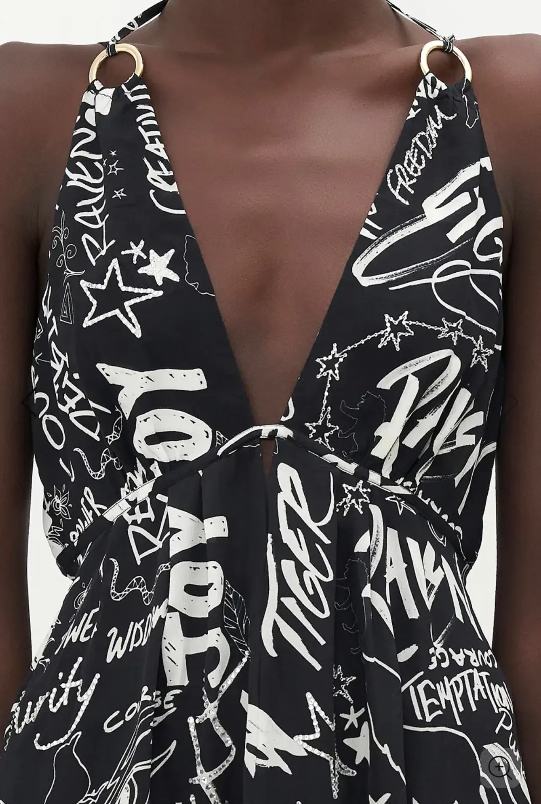 Camilla Spirit Scribble Short Flared Dress With Hardware Size 10 for rent on The Volte - main image