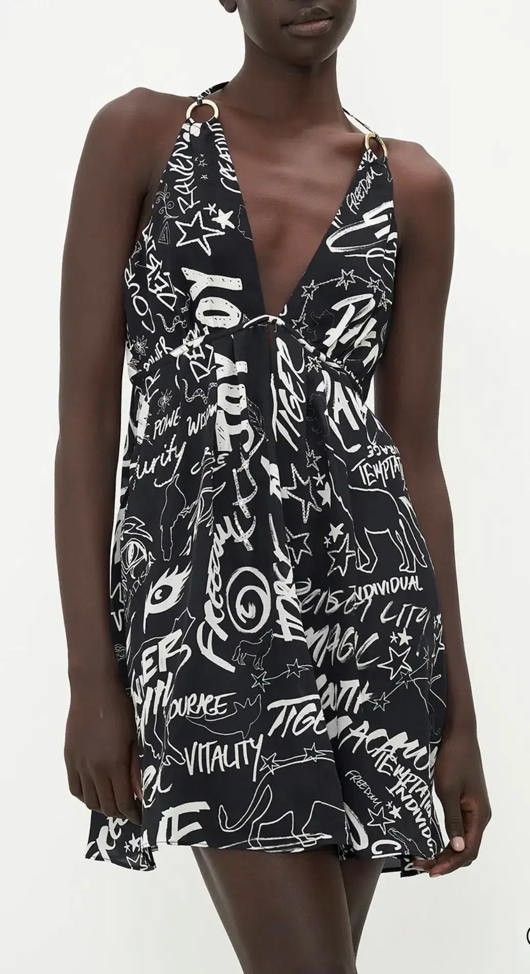 Camilla Spirit Scribble Short Flared Dress With Hardware Size 10 - Image 2