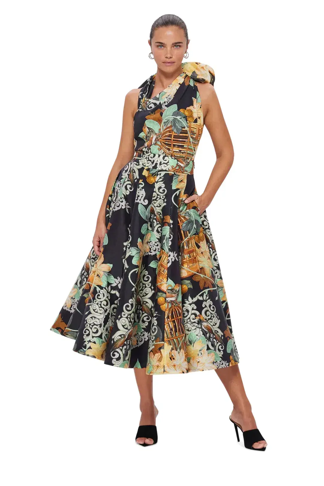 Leo Lin Bridget Halterneck Top & Myla Midi Skirt Set in Azalea Print/Twilight Size 10 - Image 1