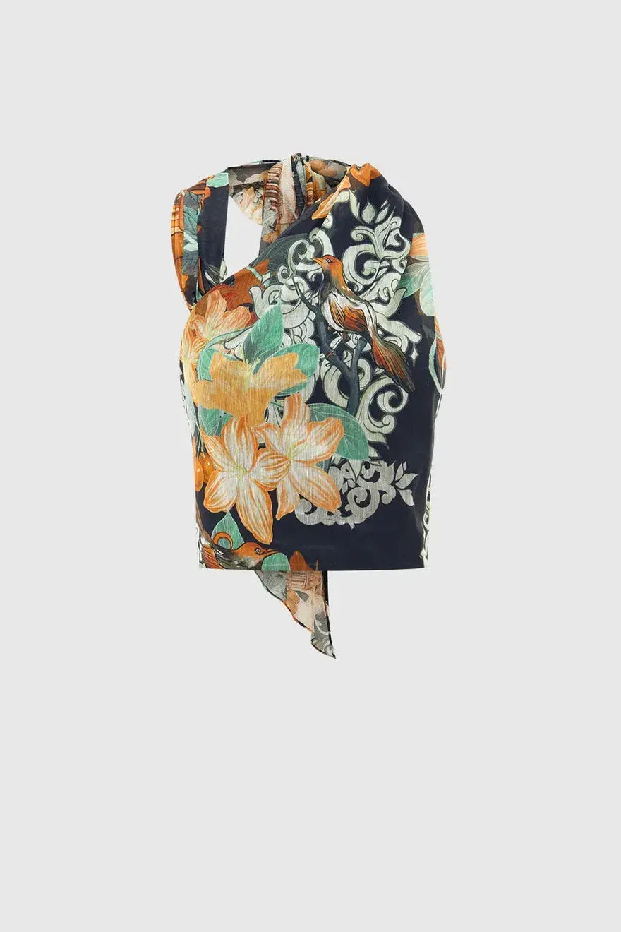 Leo Lin Bridget Halterneck Top & Myla Midi Skirt Set in Azalea Print/Twilight Size 10 - Image 2