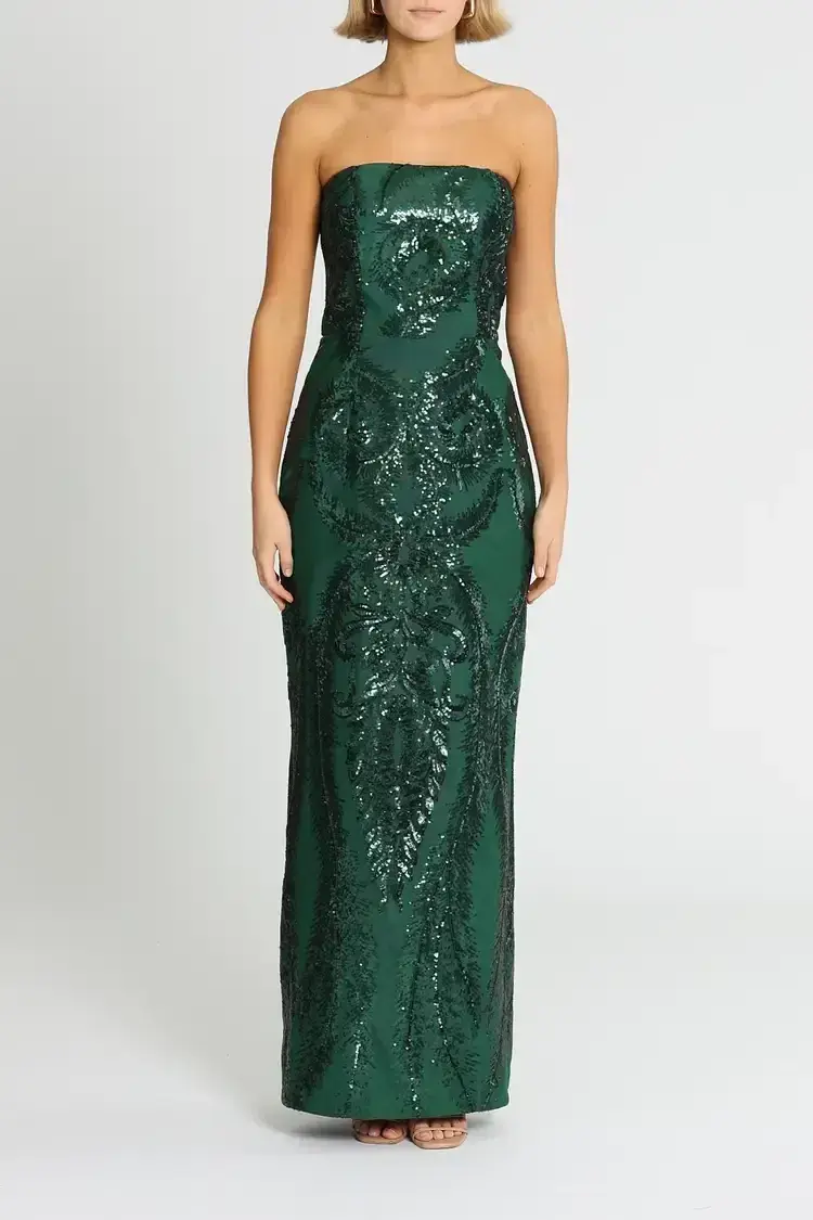 Elle Zeitoune Austin Gown Forest Green Size 12 for rent on The Volte - main image