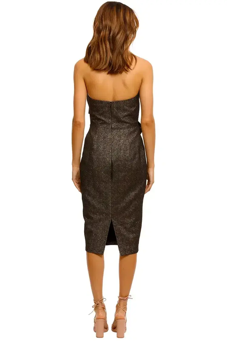 Elle Zeitoune Stella Strapless Midi Dress in Brown Size 10 - Image 3
