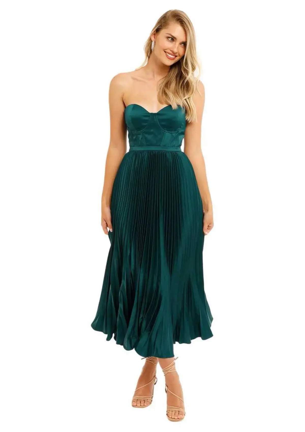 Elle Zeitoune Milan Midi Dress in Emerald Green Size 12 - Image 1