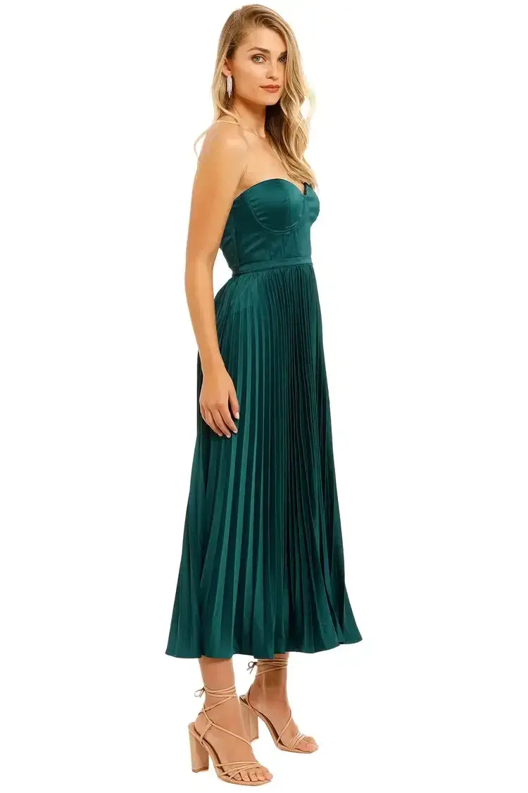 Elle Zeitoune Milan Midi Dress in Emerald Green Size 6 - Image 5