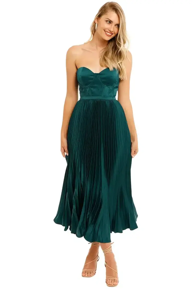Elle Zeitoune Milan Midi Dress in Emerald Green Size 6 - Image 4