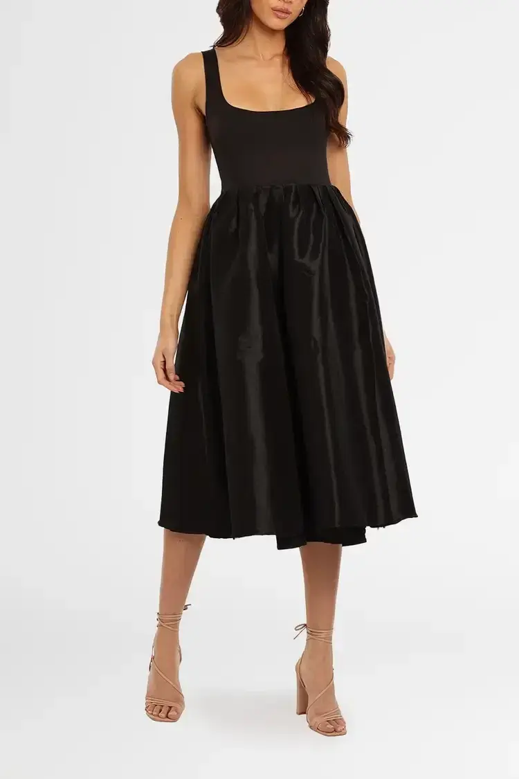 Elle Zeitoune Cora Midi Dress in Black Size 8 - Image 1