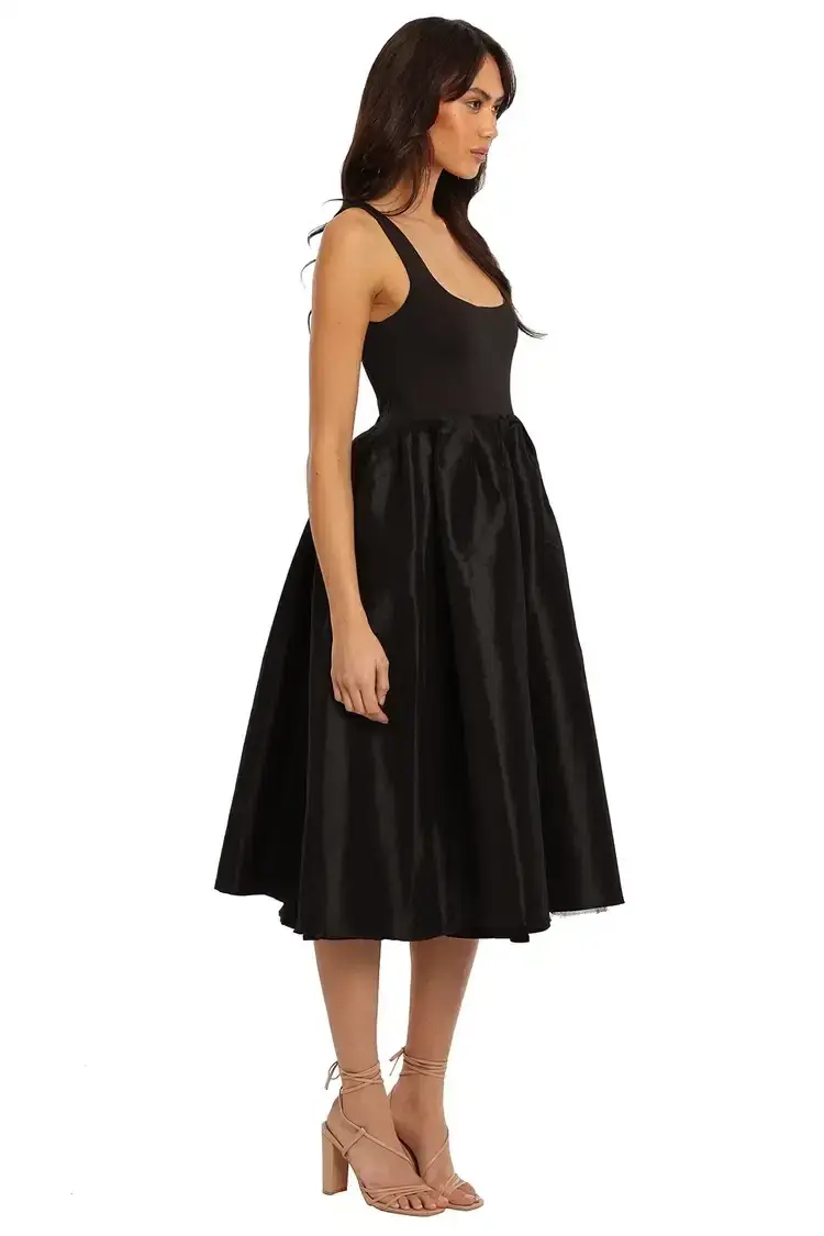 Elle Zeitoune Cora Midi Dress in Black Size 8 for rent on The Volte - main image