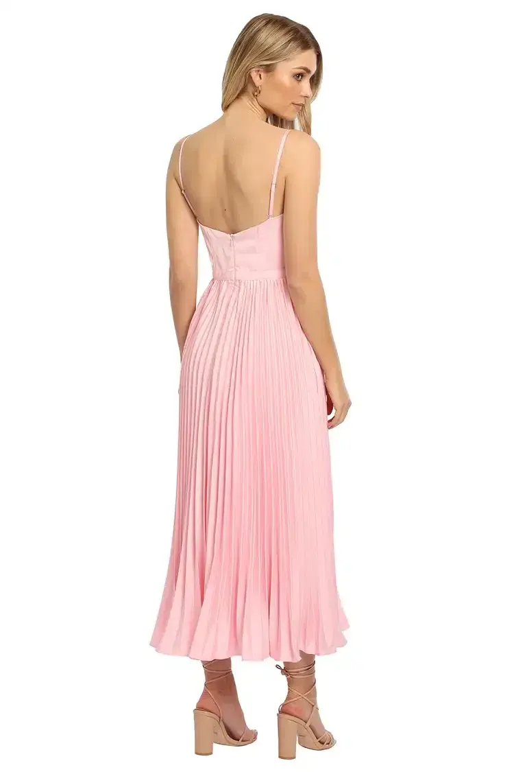 Elle Zeitoune Bustier Midi Dress in Pink Size 8 - Image 3