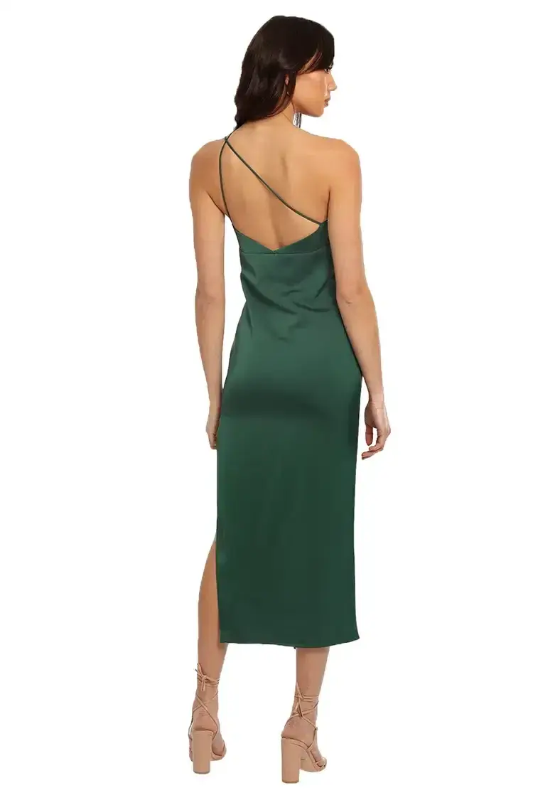 Elle Zeitoune One Shoulder Midi Dress in Green Size 10 - Image 3