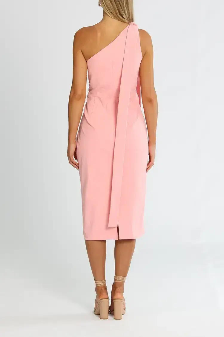 Elle Zeitoune One Shoulder Midi Dress in Pink Size 14 - Image 3