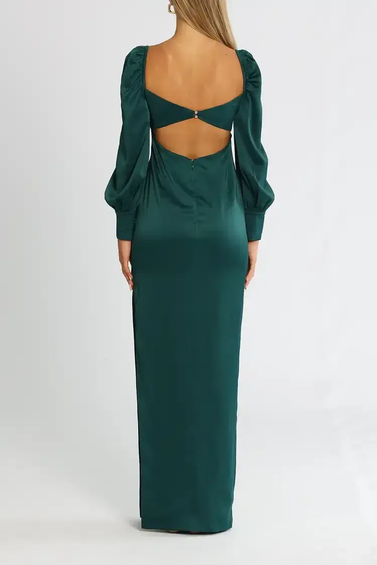 Elle Zeitoune Sweetheart Maxi Dress in Forest Green Size 8 - Image 3