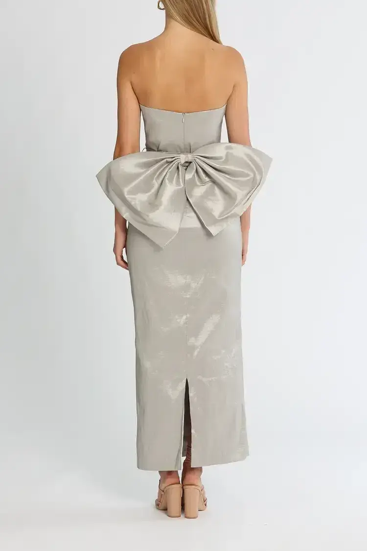 Elle Zeitoune Fitted Strapless Dress in Silver Size 14 - Image 3