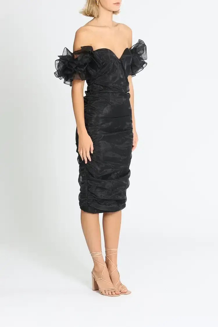 Elle Zeitoune Neveah Midi Dress in Black Size 8 - Image 2