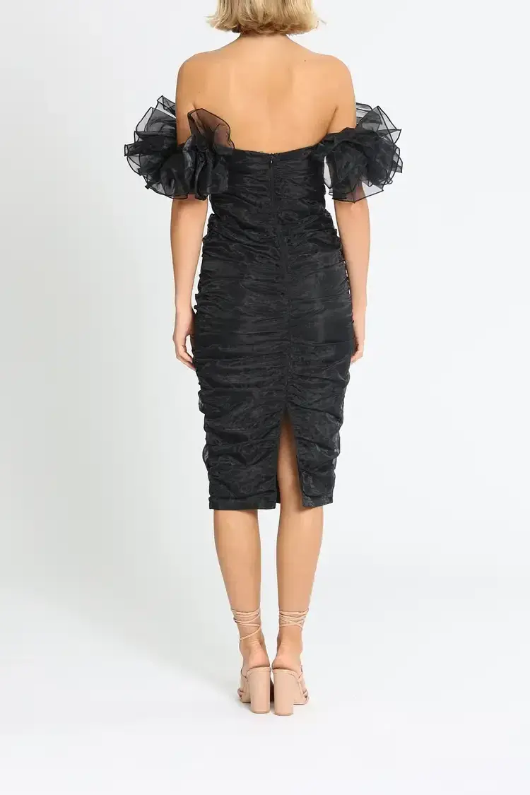 Elle Zeitoune Neveah Midi Dress in Black Size 8 - Image 3