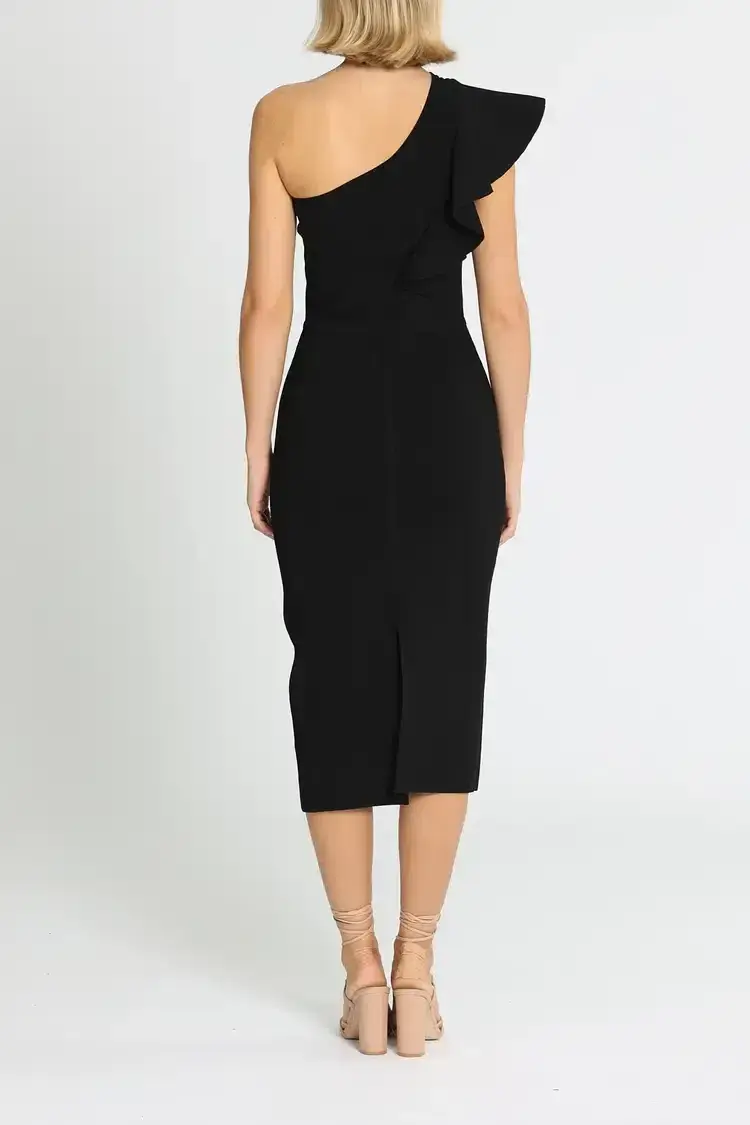 Ginger and Smart Anchor One Shoulder Dress in Black Size 6 - Image 3