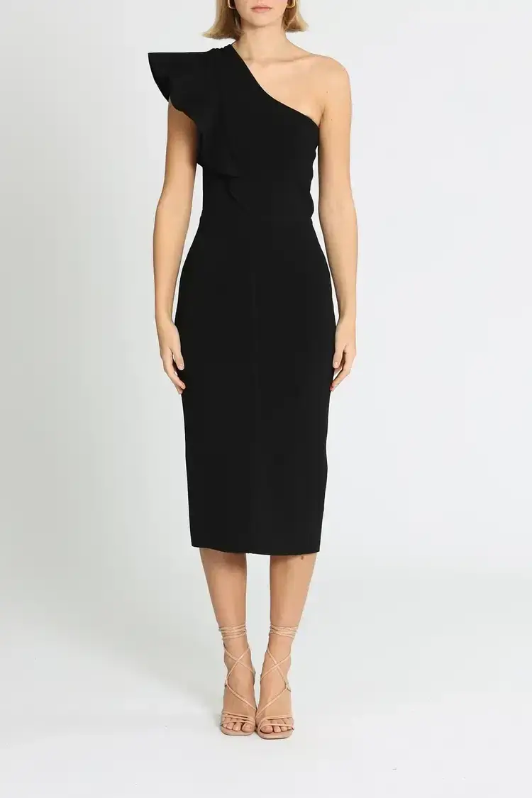 Ginger and Smart Anchor One Shoulder Dress in Black Size 8 - Image 2