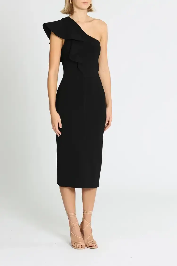 Ginger and Smart Anchor One Shoulder Dress in Black Size 8 - Image 1