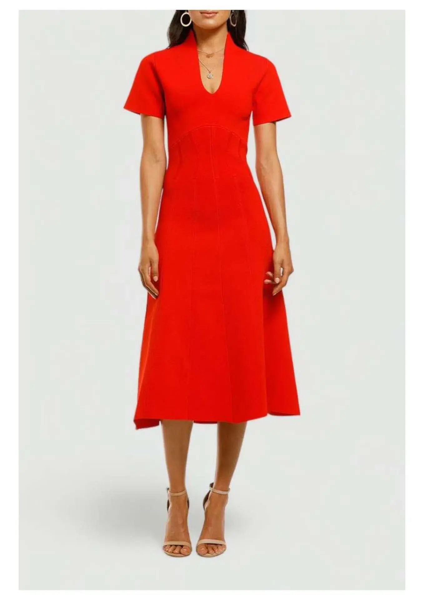 Ginger and Smart Valour Knit Midi Dress in Geranium Red Size 10 - Image 1