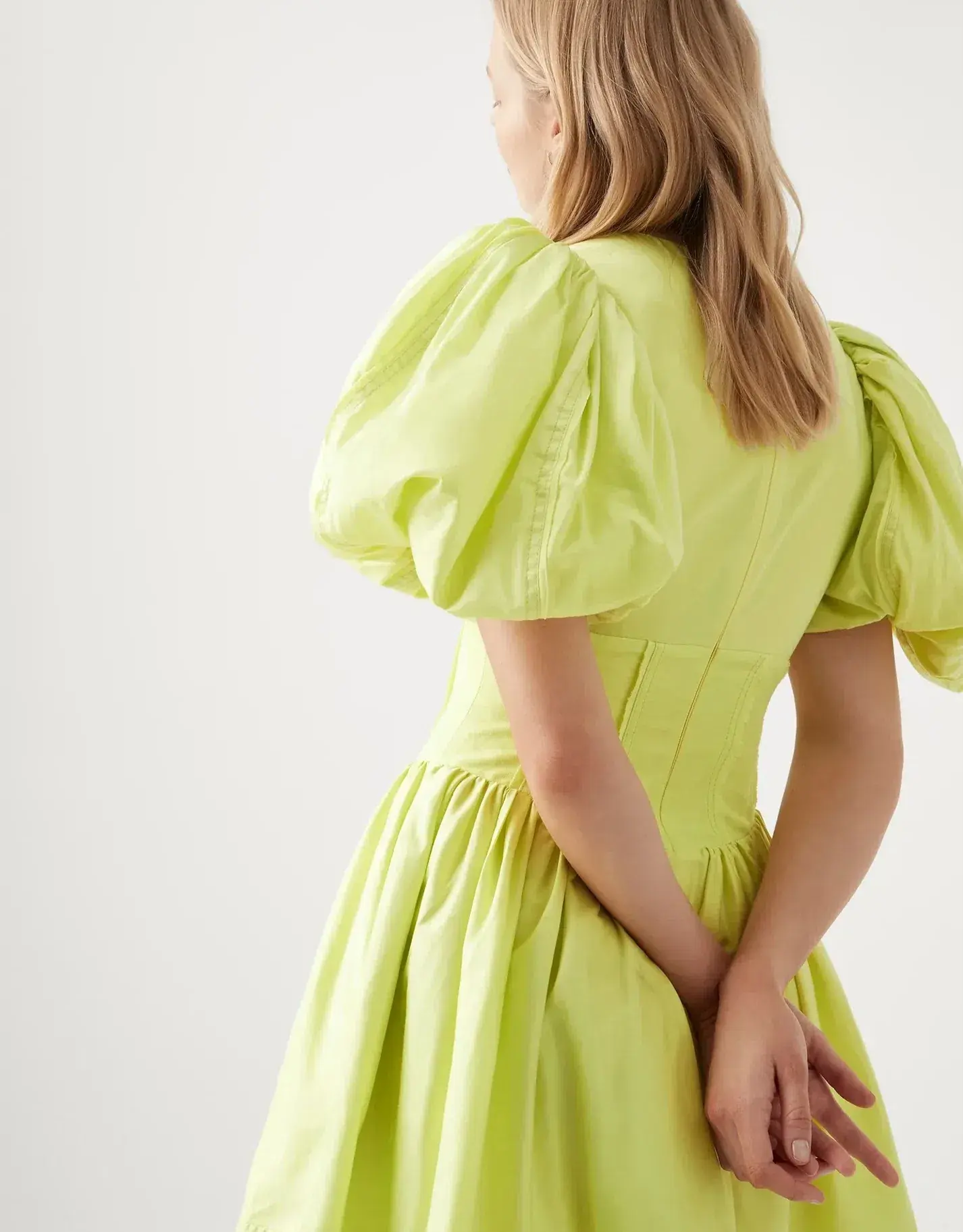 Aje Gianna Puff Sleeve Mini Dress in Light Lemon - Size 8 - Image 3