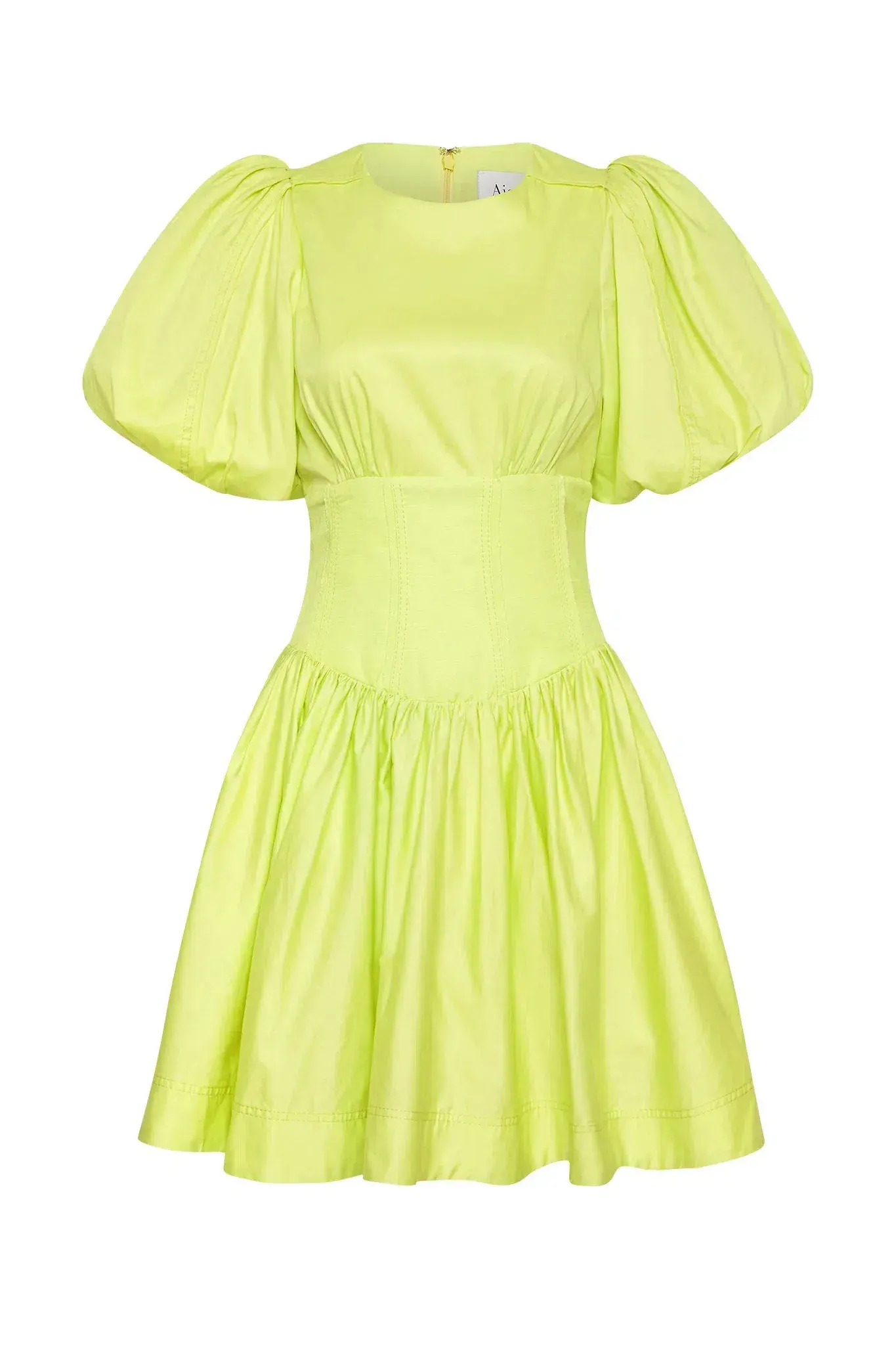 Aje Gianna Puff Sleeve Mini Dress in Light Lemon - Size 8 - Image 5
