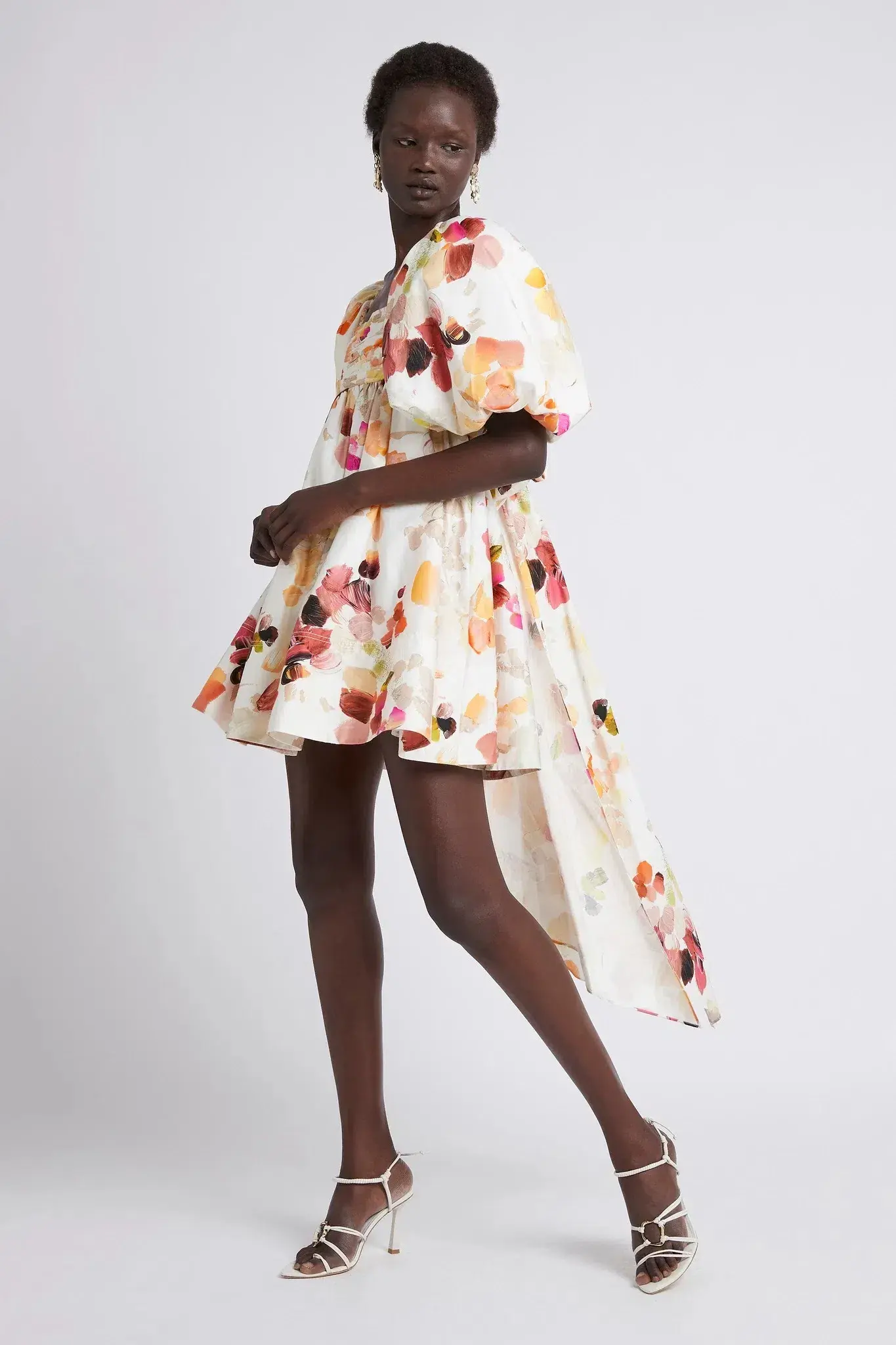 Aje Dassia Puff Sleeve Mini Dress in Floral - Size 8 - Image 3
