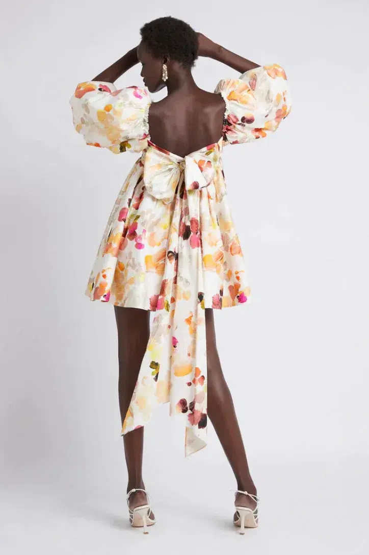 Aje Dassia Puff Sleeve Mini Dress in Floral - Size 8 - Image 5