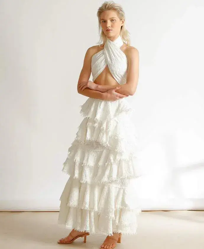 Ixiah the Label Carmellia Bandeau and Skirt Set Ivory Size 8 - Image 4