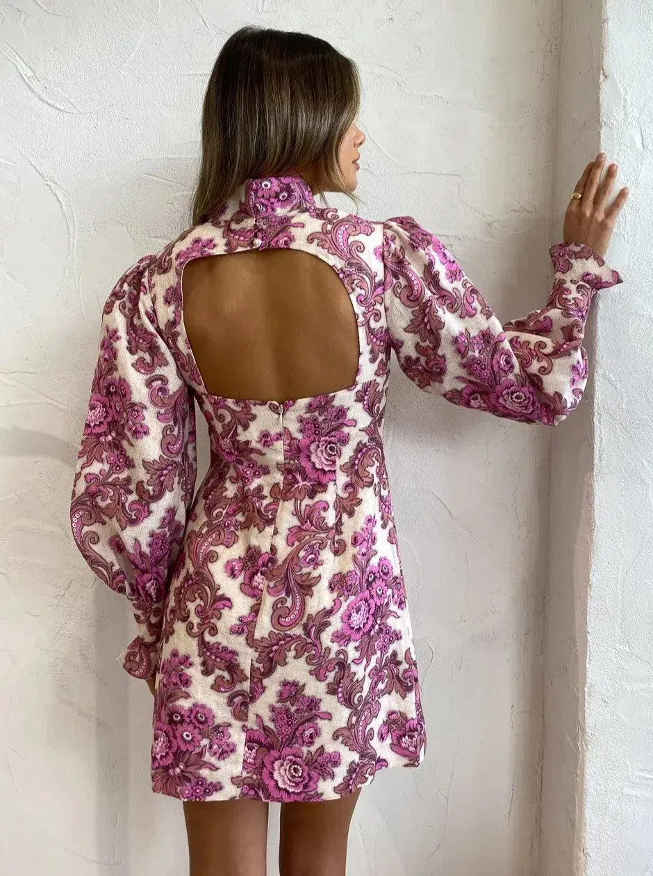 Alemais Isla Mini Dress Pink Floral Size 8 - Image 3