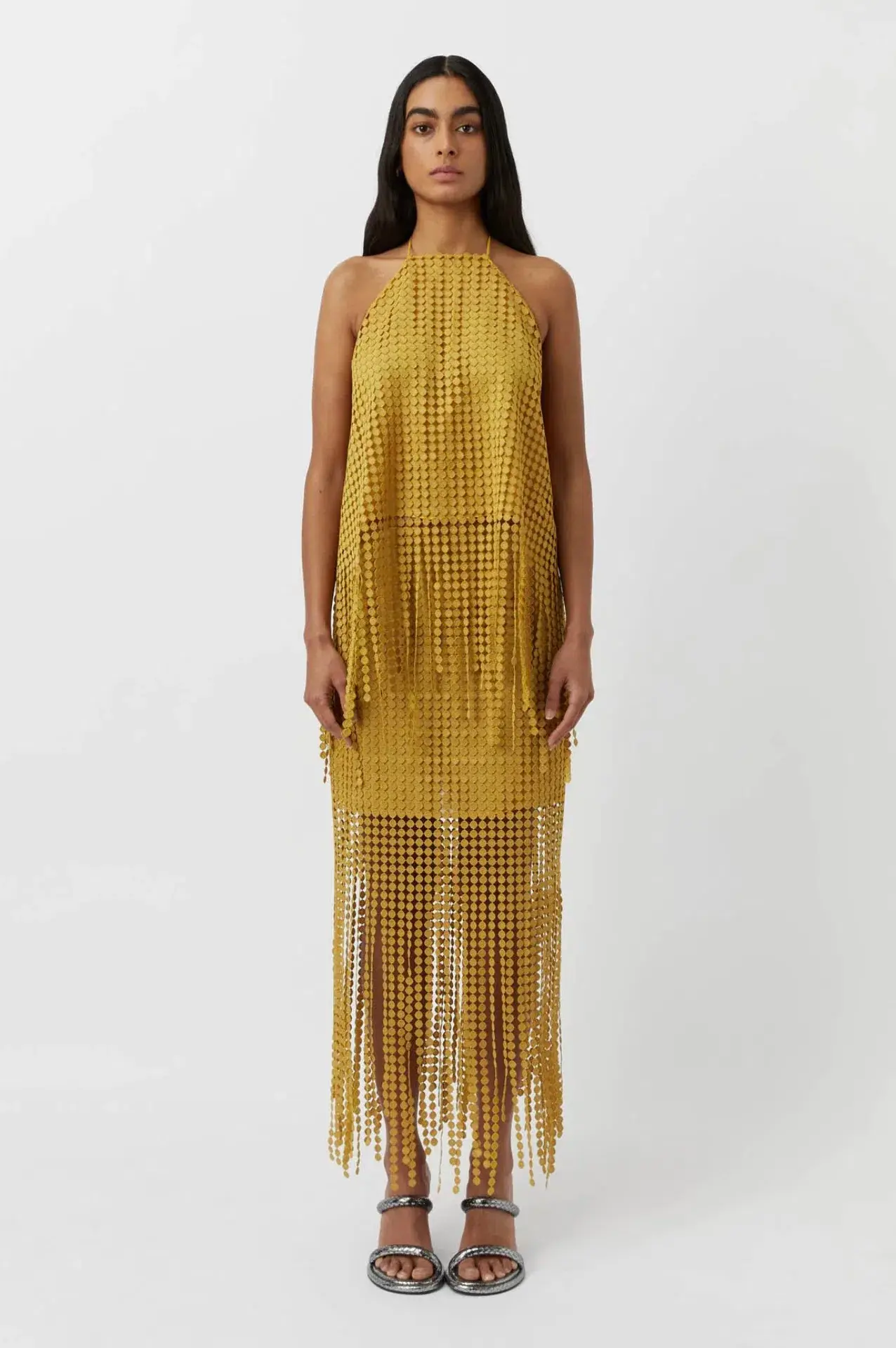 Camilla And Marc Freya Lace Halterneck Top and Skirt in Citron Size 8 - Image 1