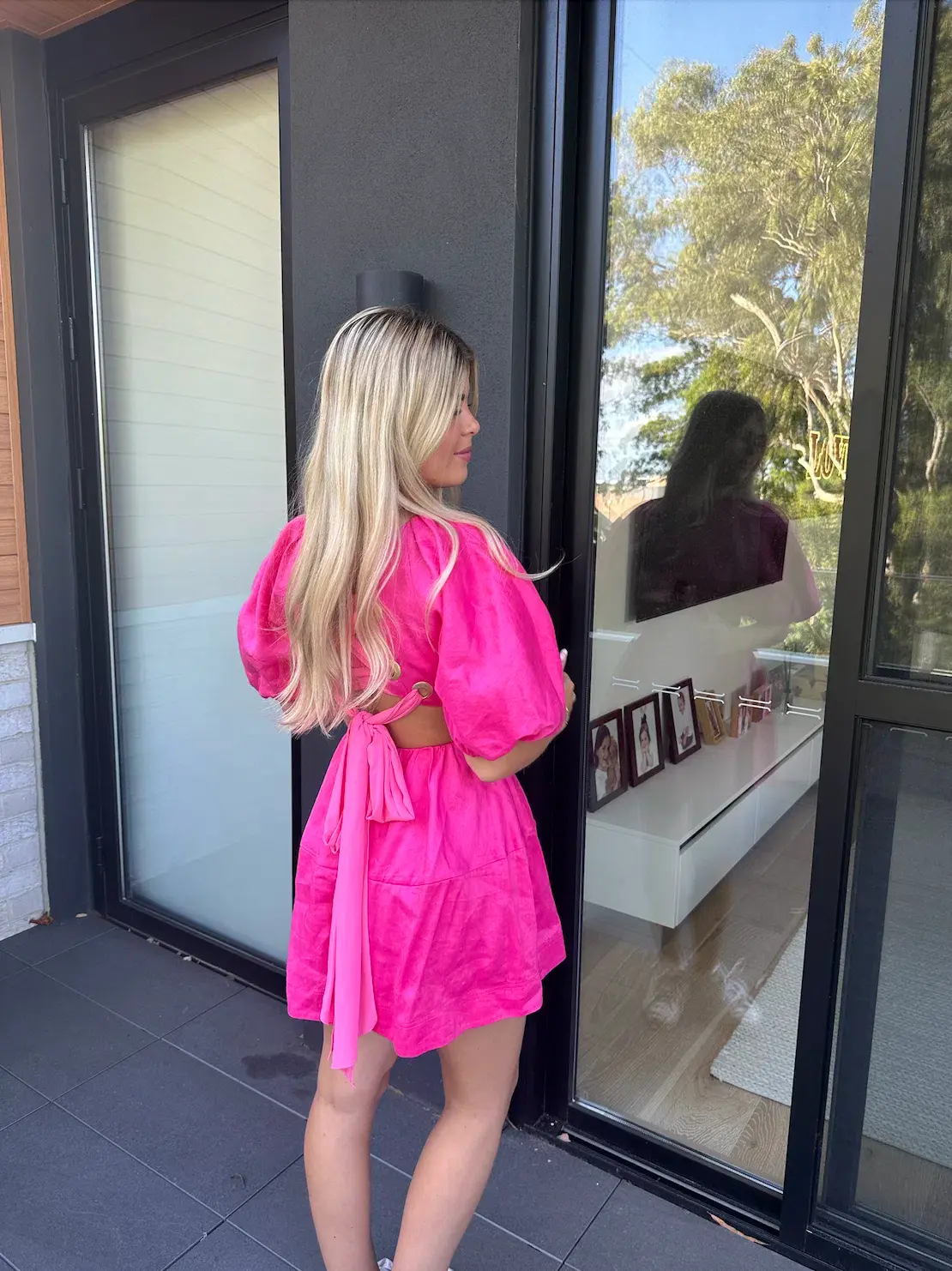 Aje Admiration Lace-Up Mini Dress in Pink - Size 6 - Image 2