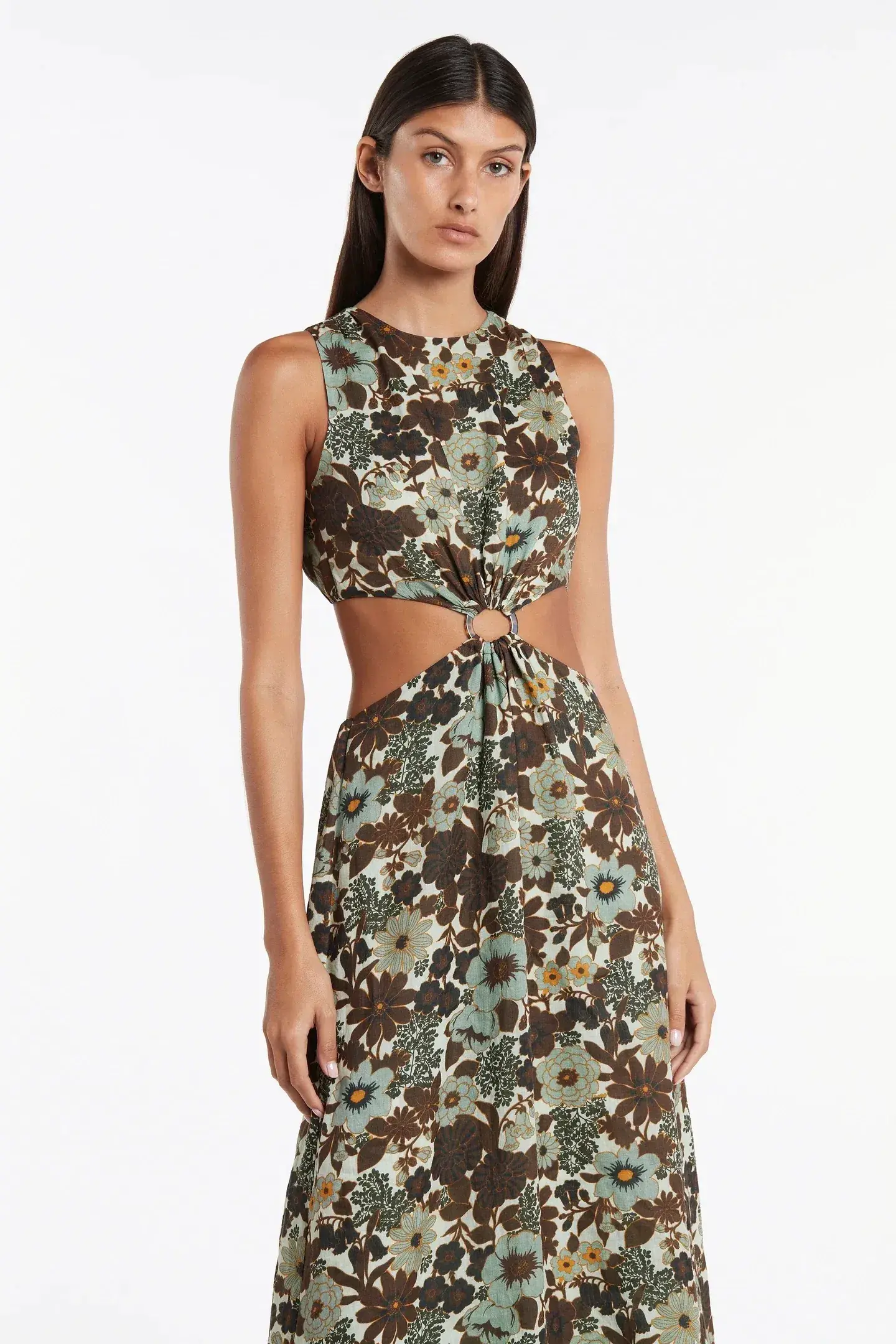 Sir The Label Constantine Cut-Out Midi Dress in Print - Size 8 - Image 2