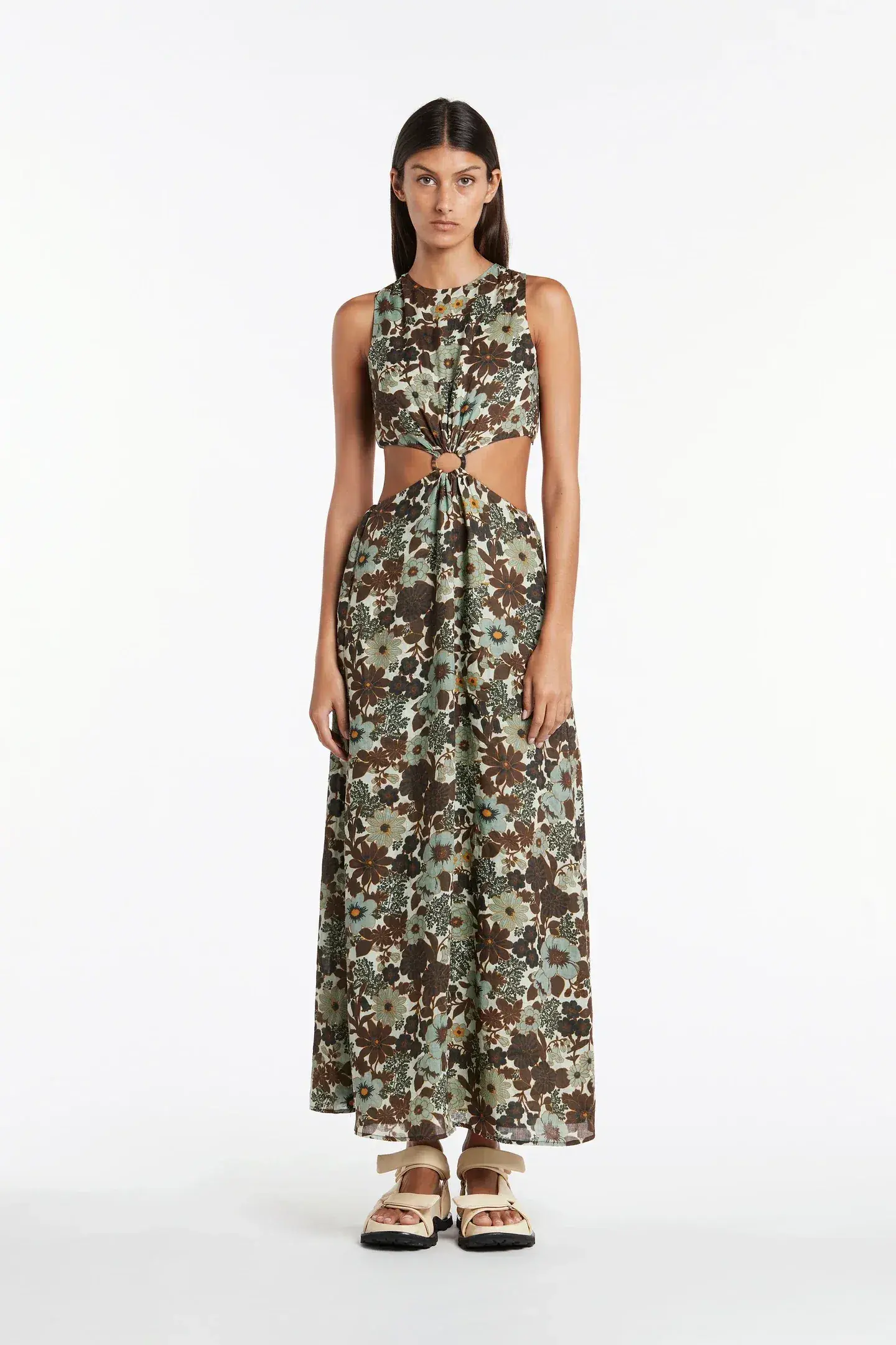 Sir The Label Constantine Cut-Out Midi Dress in Print - Size 8 - Image 1