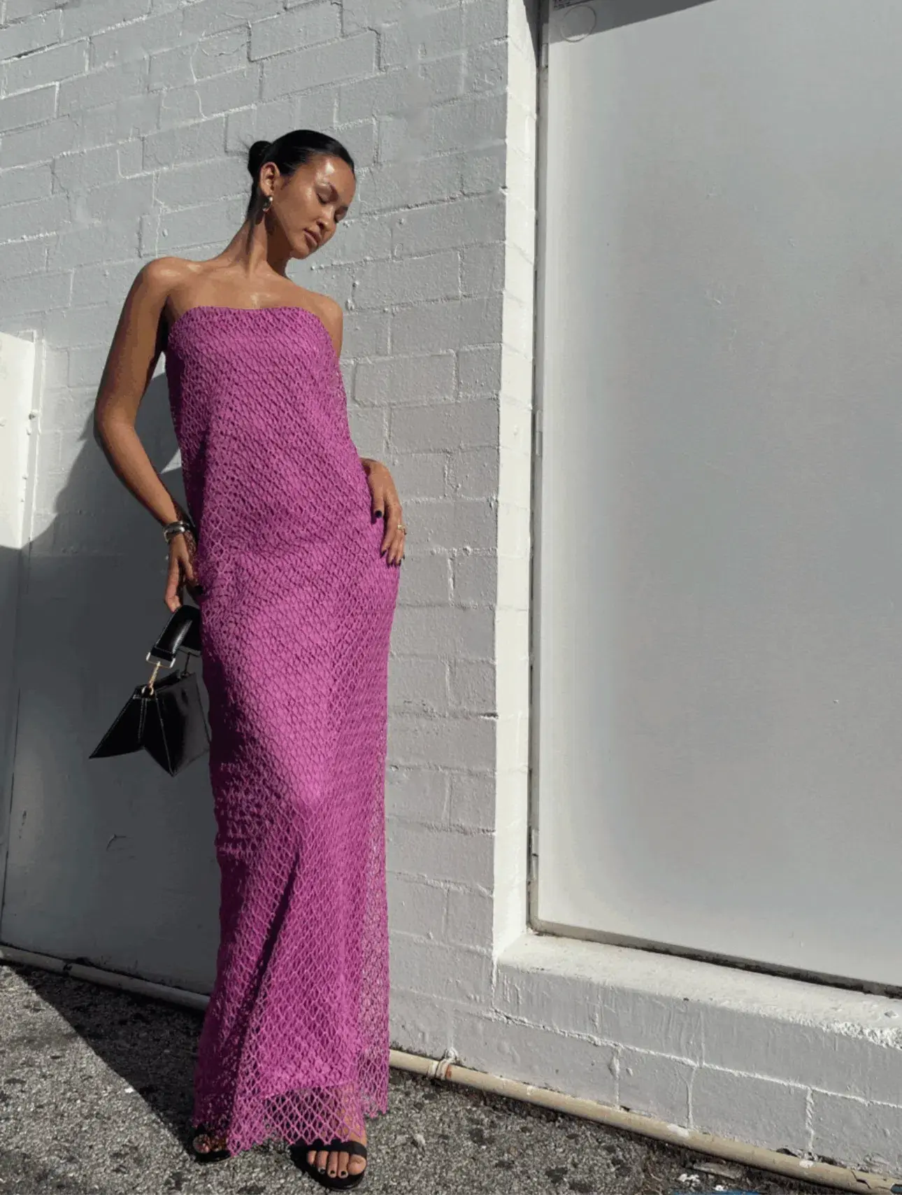 Camilla and Marc Sinclar Lace Strapless Maxi Dress in Magenta Pink Size 10 - Image 2