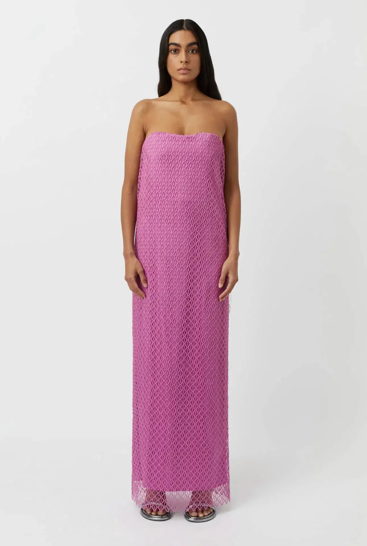 Camilla and Marc Sinclar Lace Strapless Maxi Dress in Magenta Pink Size 10 - Image 1