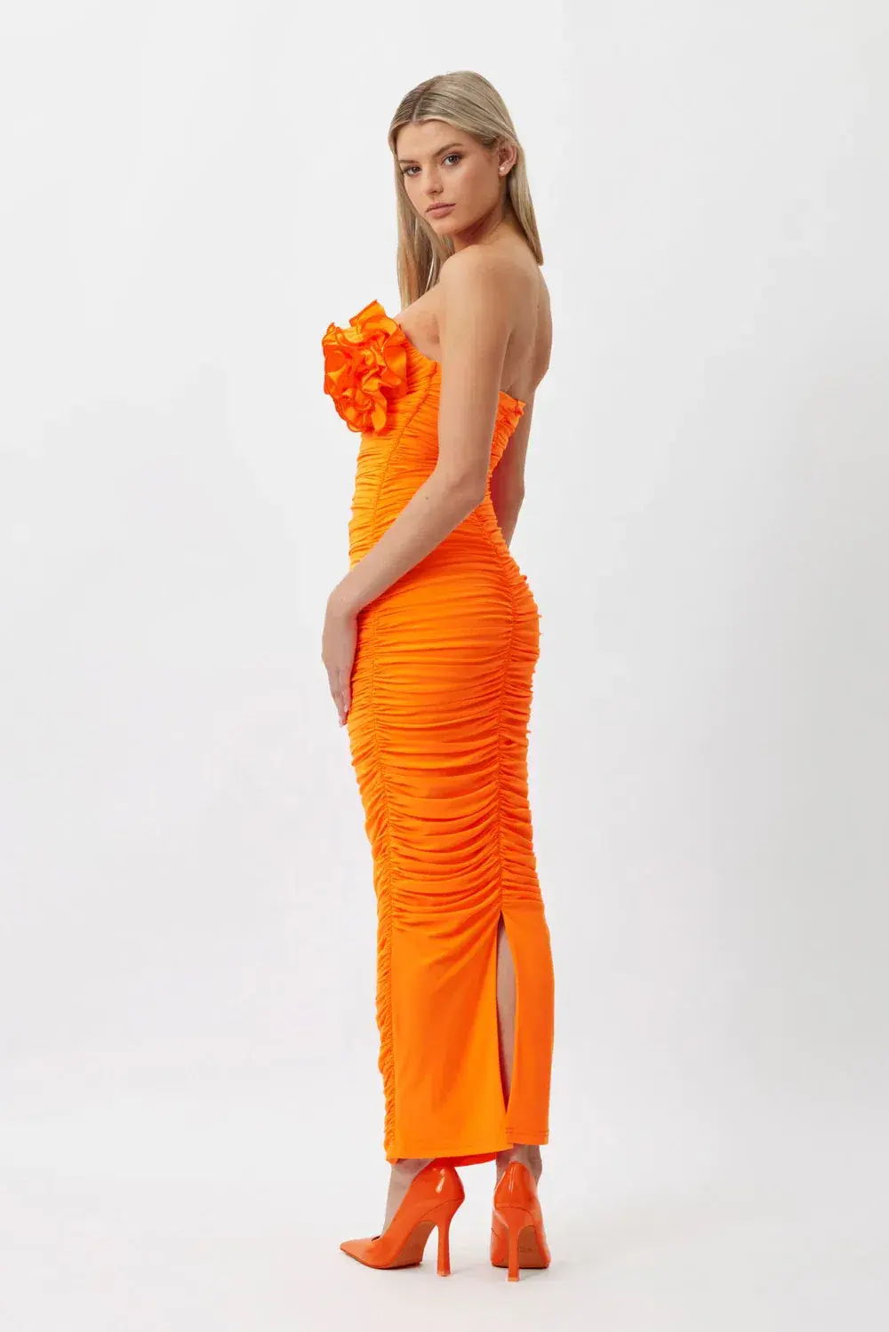 Bianca and Bridgett Tara Midi Dress Orange Size 8 for rent on The Volte - main image