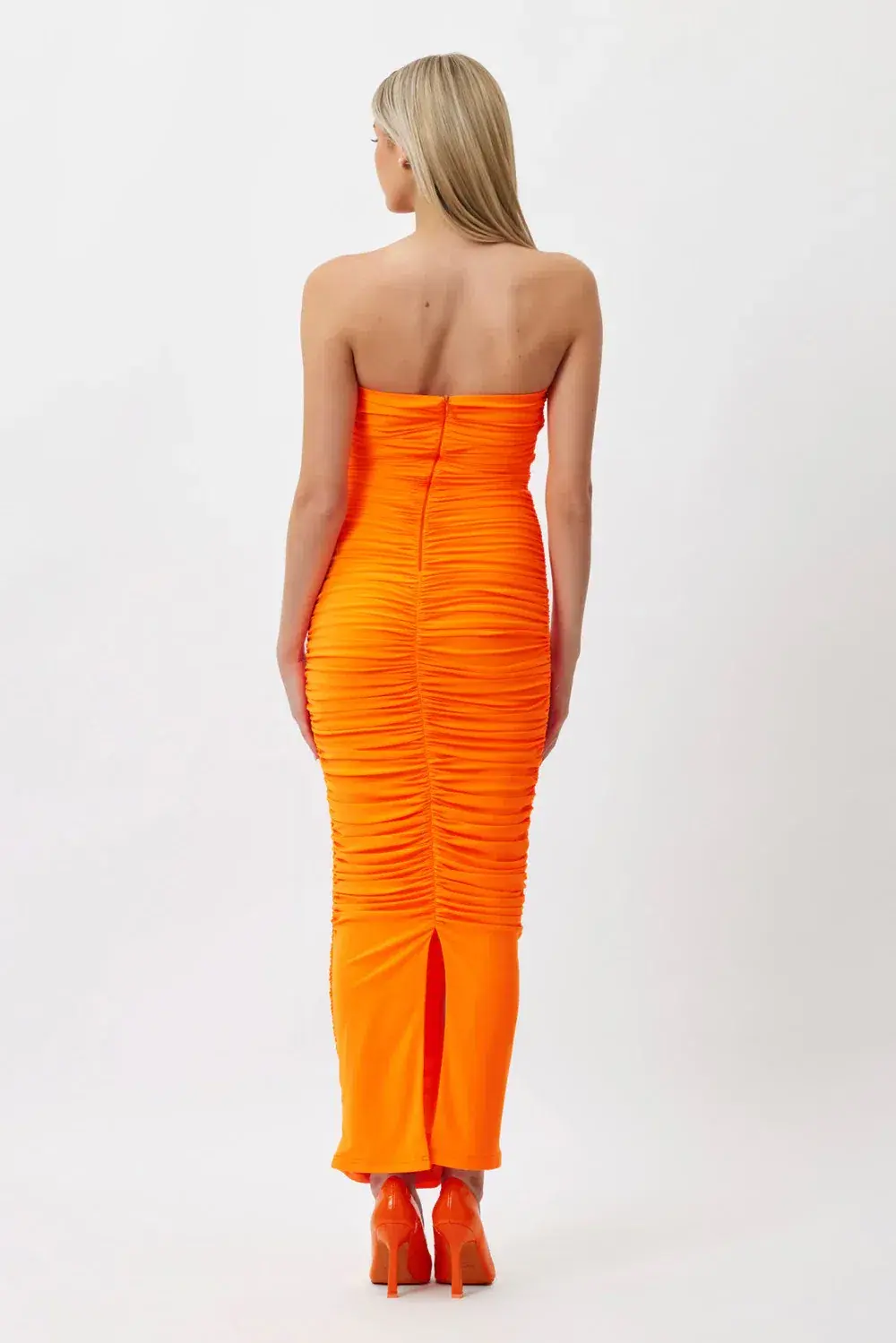 Bianca and Bridgett Tara Midi Dress Orange Size 8 for rent on The Volte - main image